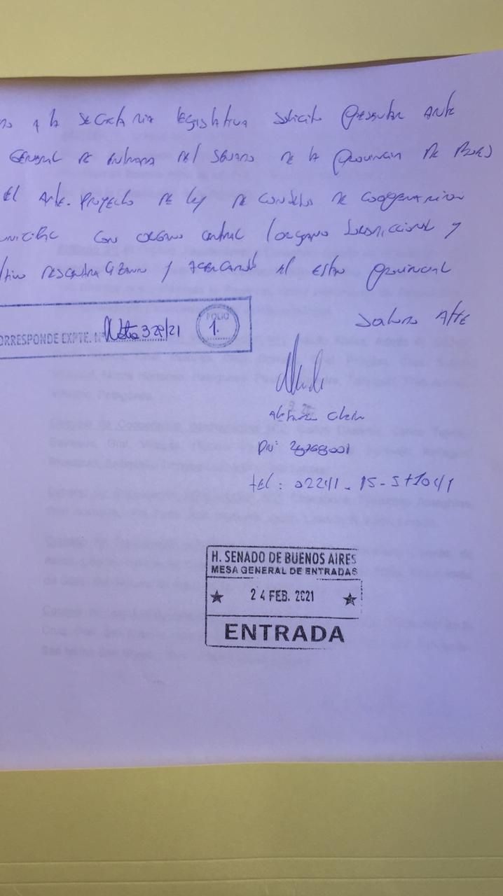 PROYECTO DE LEY SENADO PROVINCIAL