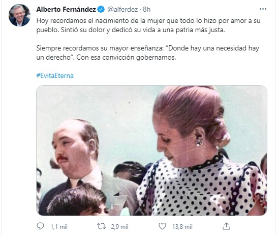 102 años Eva Perón