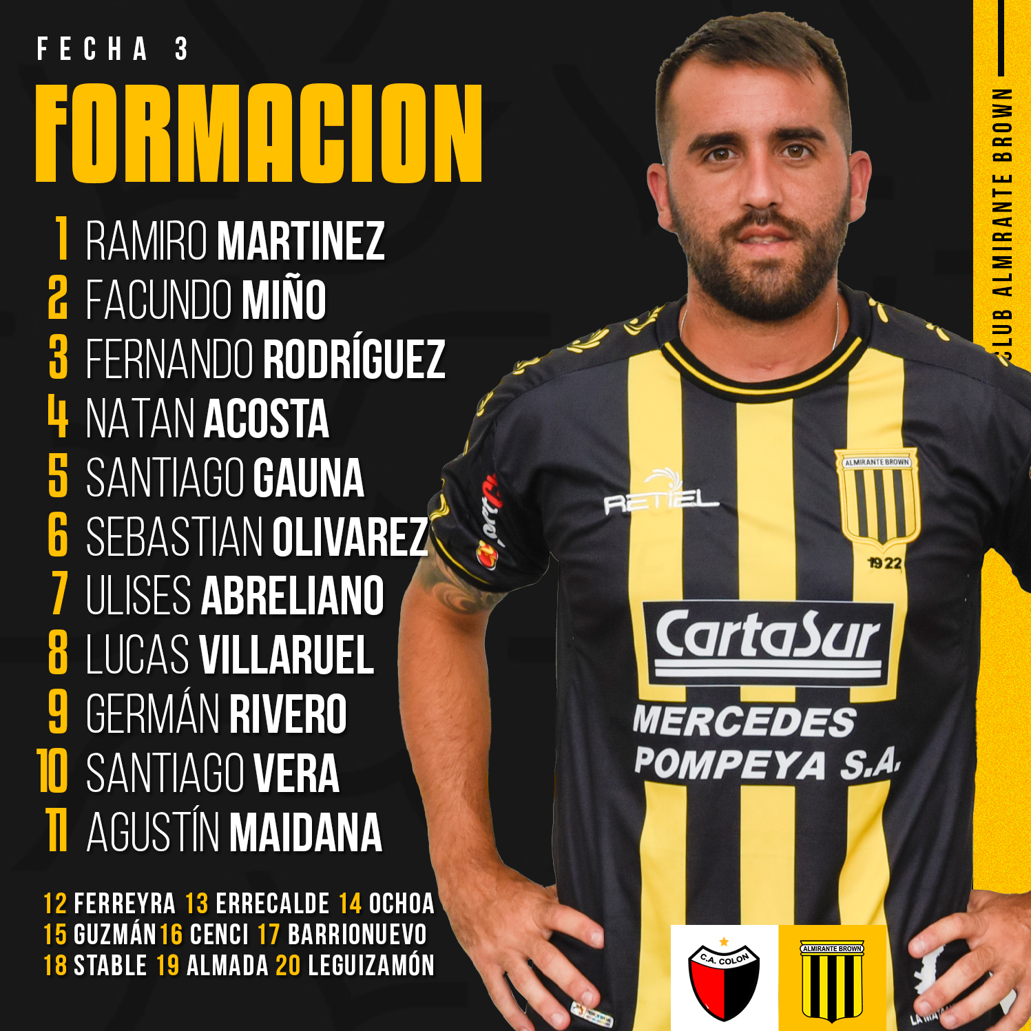 Formacion almirante vs colon