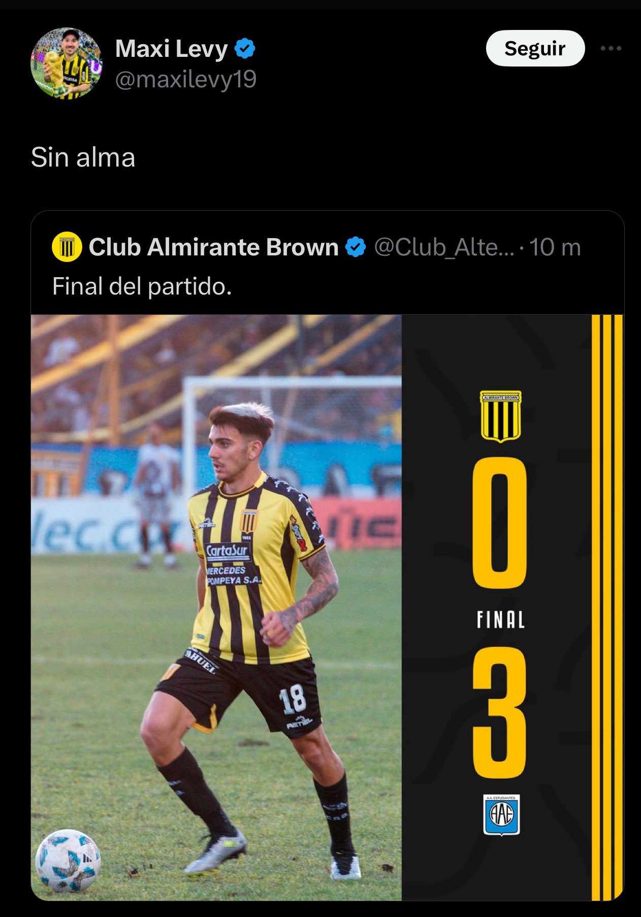  derrota Almirante brown Estudiantes rio cuarto