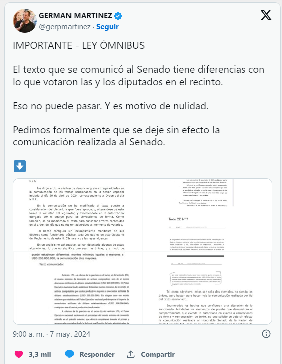 Senado debate ley Bases denuncian diferencia