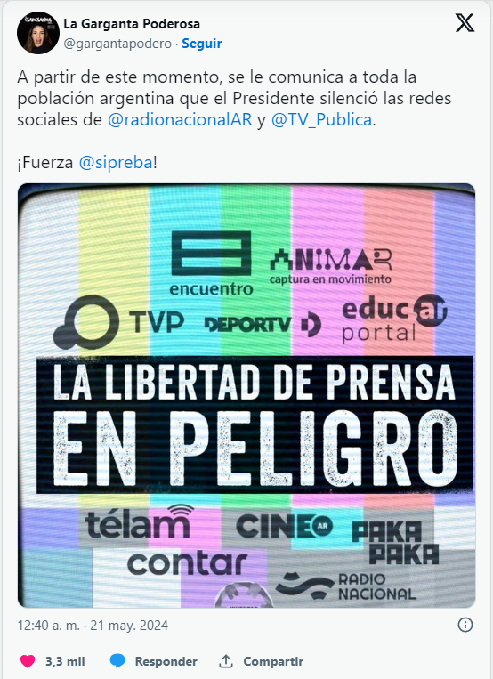 “proceso de reorganización” medios públicos 