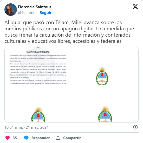 “proceso de reorganización” medios públicos 