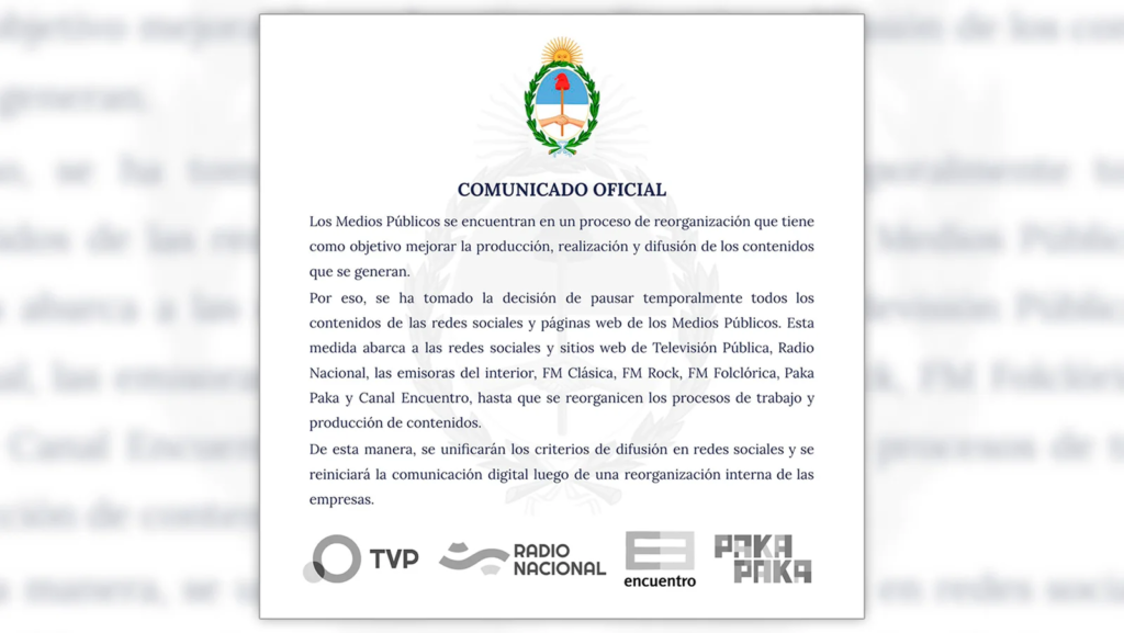 “proceso de reorganización” medios públicos