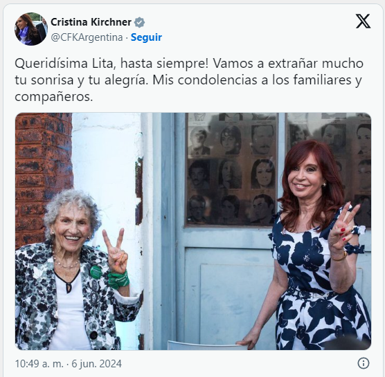92 años murió Lita Boitano