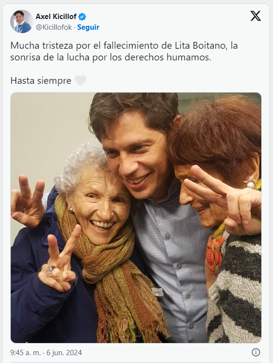 92 años murió Lita Boitano