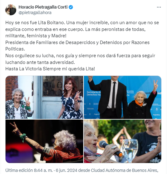 92 años murió Lita Boitano